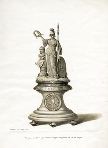 32700 Afbeelding van een zilveren huldeblijk, aangeboden aan professor G.W. Vreede bij zijn 25-jarig ...